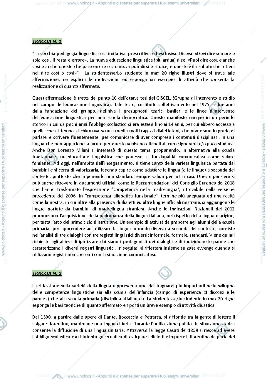 Anteprima pagina 1 — Parte A - risposte esame linguistica 