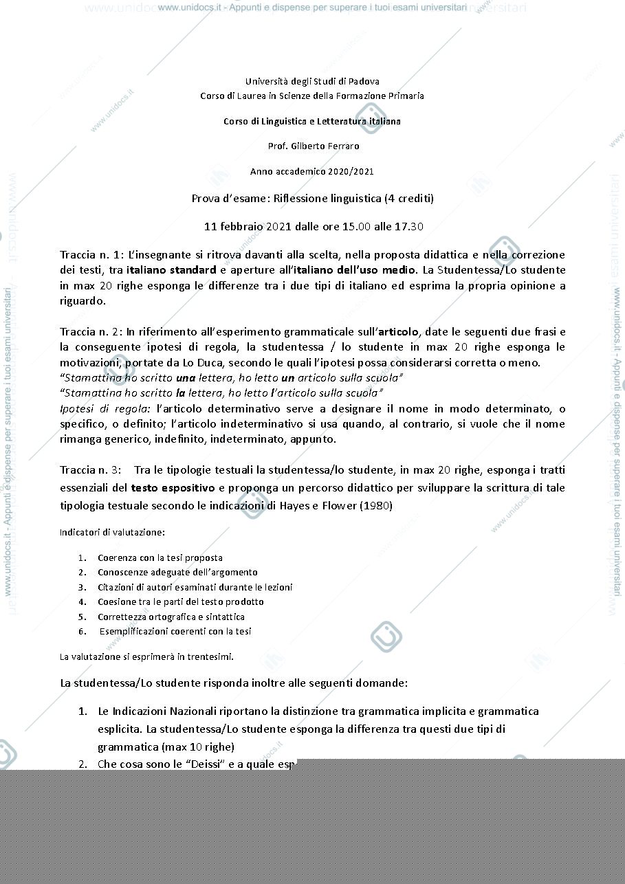 Anteprima pagina 1 — domande esame Ferraro
