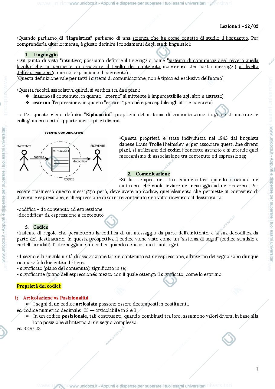 Anteprima pagina 1 — Fondamenti della linguistica
