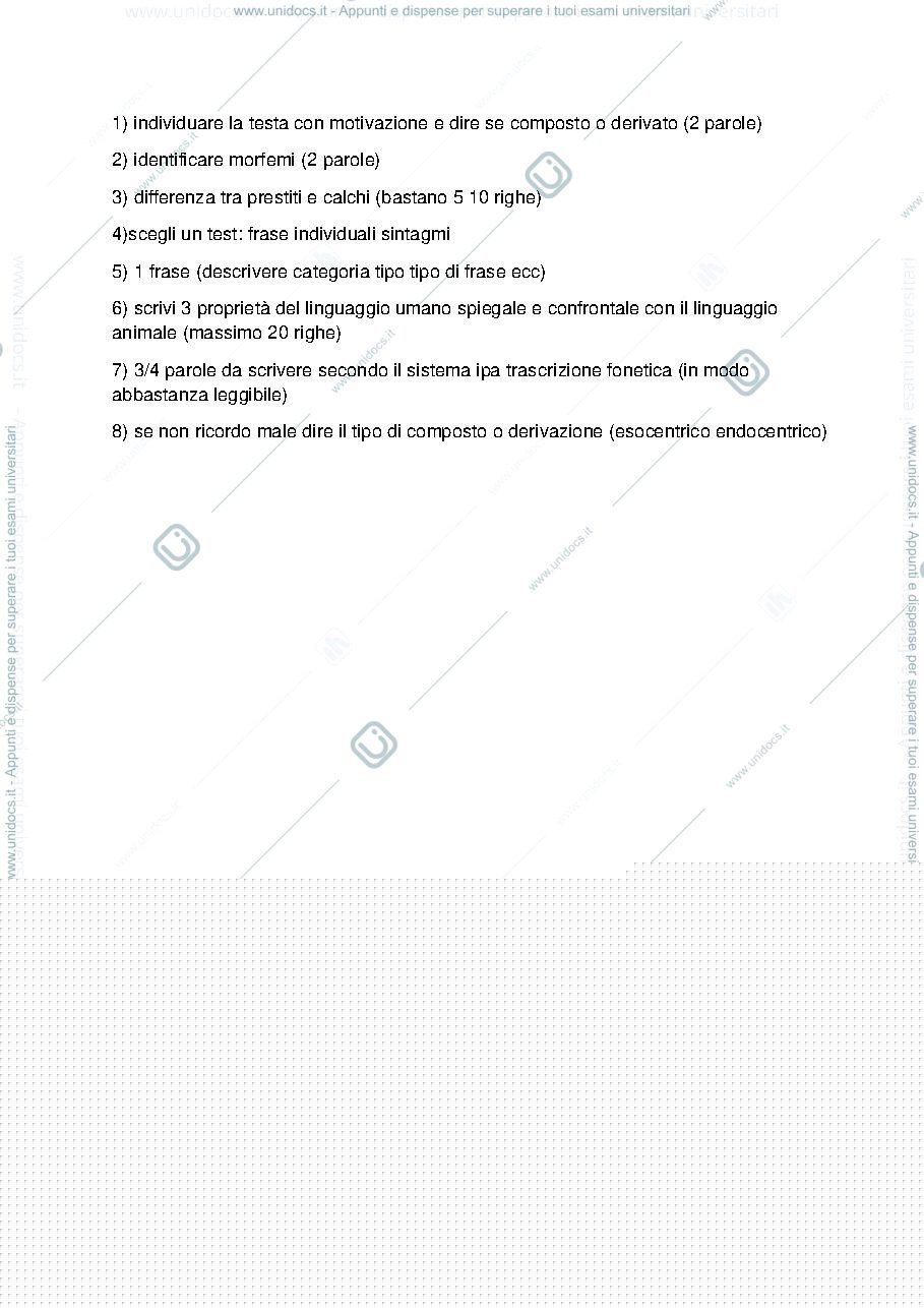 Anteprima pagina 1 — Domande d'esame Linguistica generale panunzi e de decker