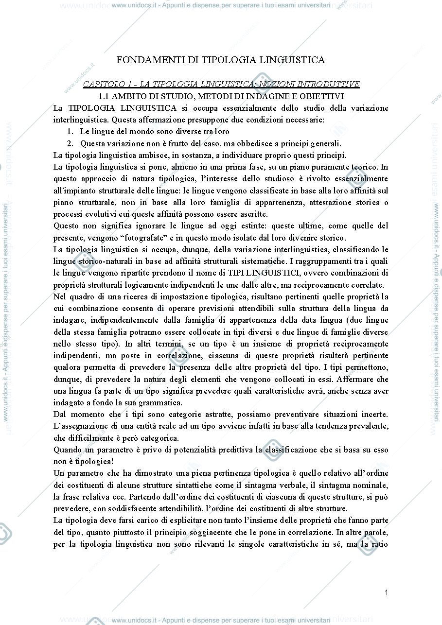 Anteprima pagina 1 — Manuale Fondamenti di Tipologia Linguistica N. Grandi