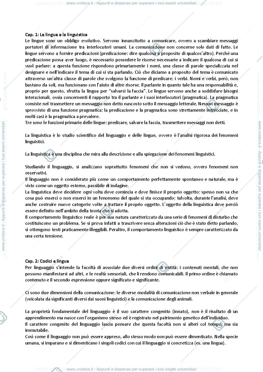 Anteprima pagina 1 — Linguistica generale 