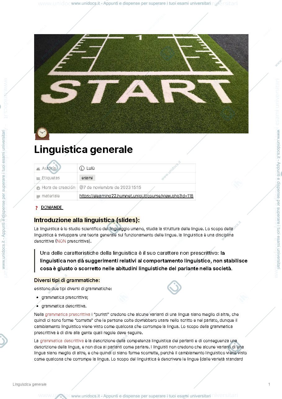 Anteprima pagina 1 — linguistica generale