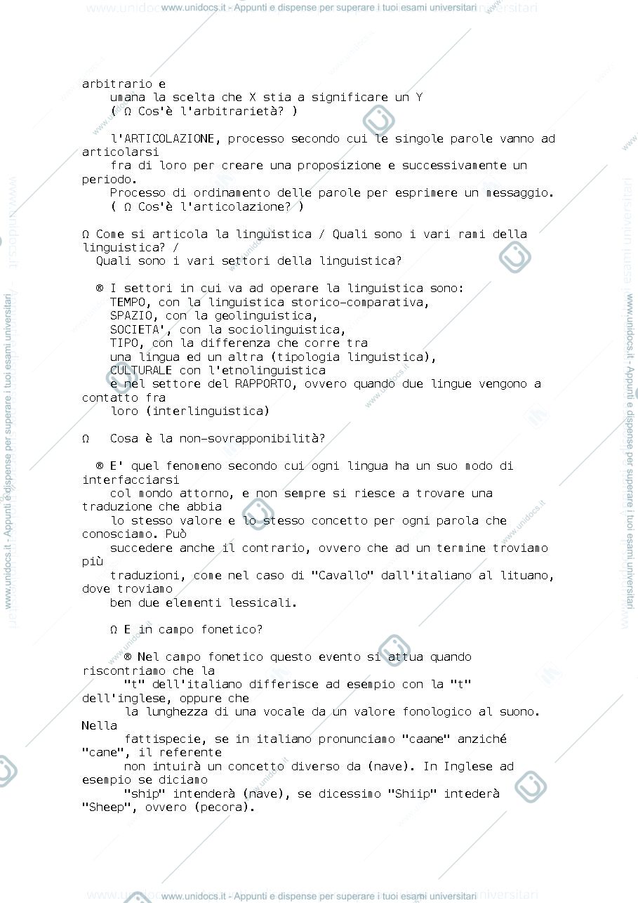 Anteprima pagina 2 — Linguistica generale domande d'esame
