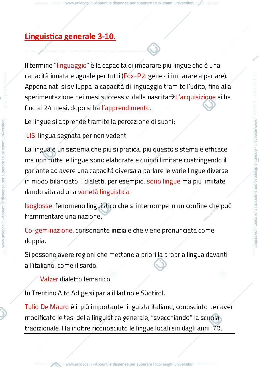 Anteprima pagina 1 — Linguistica Generale 