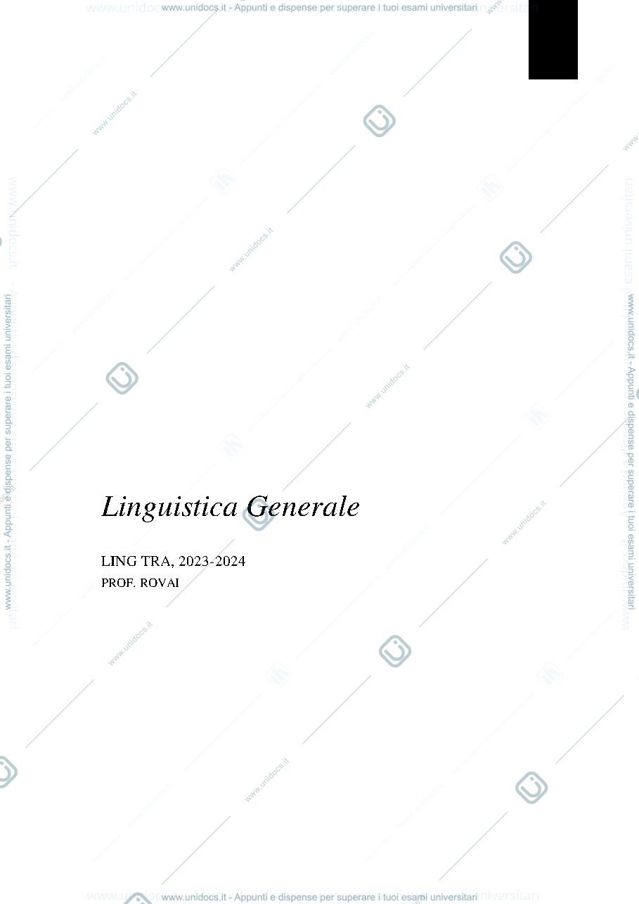 Anteprima pagina 1 — Appunti Linguistica Generale [Codice: 1081L]
