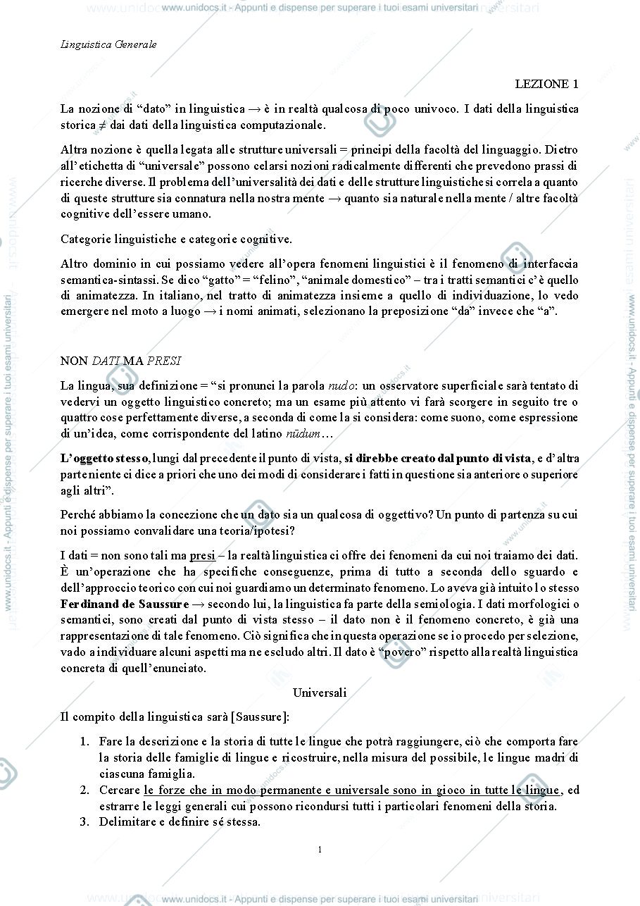 Anteprima pagina 2 — Appunti Linguistica Generale [Codice: 1081L]