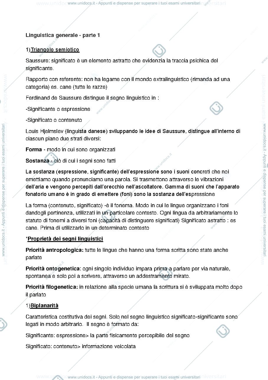 Anteprima pagina 1 — Linguistica Generale