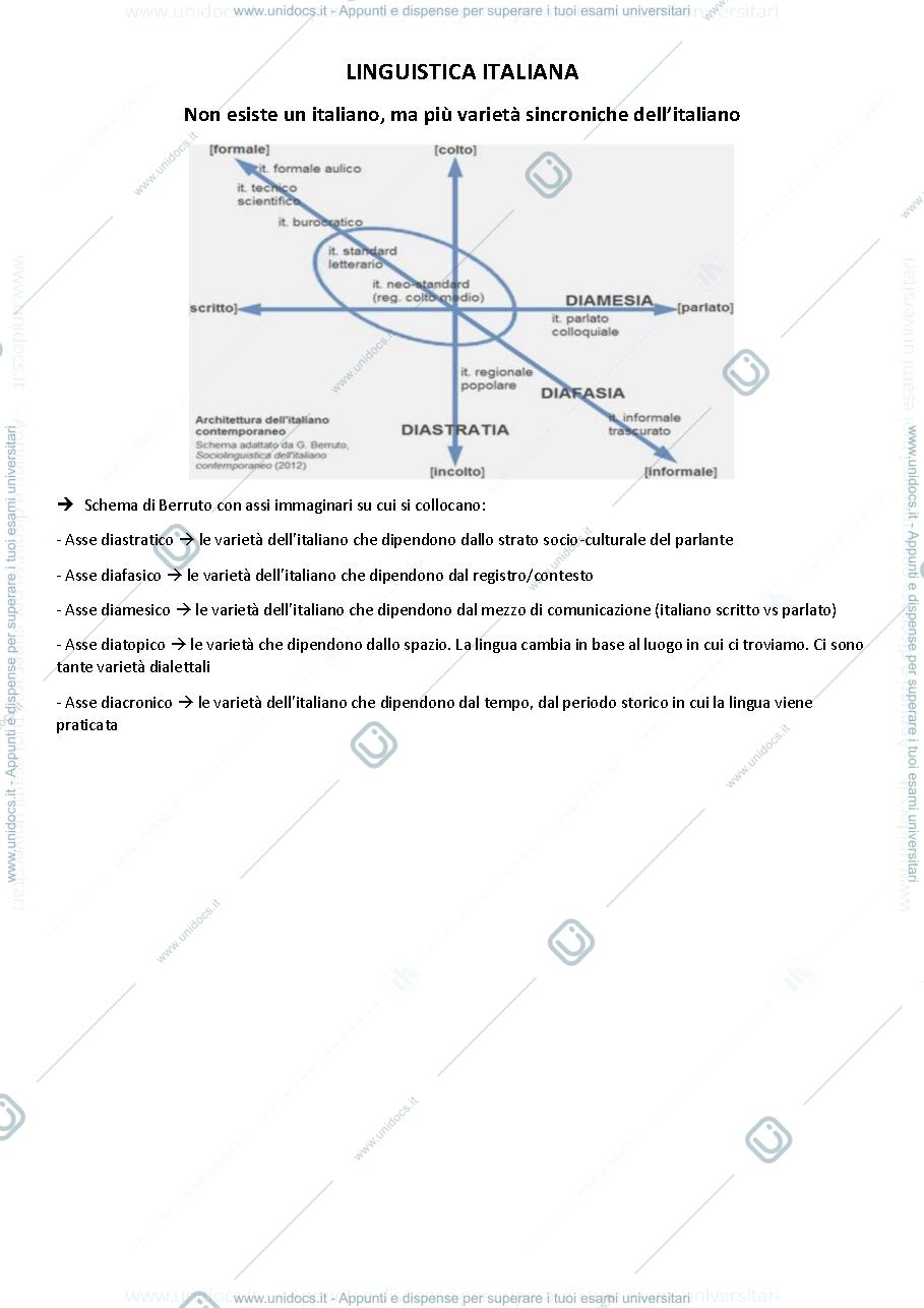 Anteprima pagina 1 — Linguistica italiana appunti