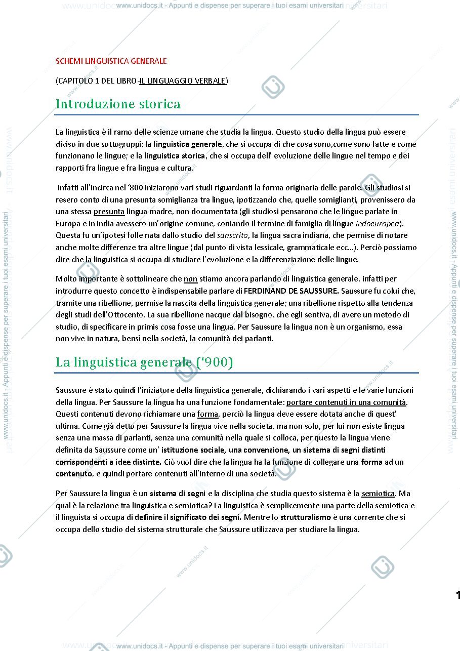 Anteprima pagina 1 — Linguistica generale