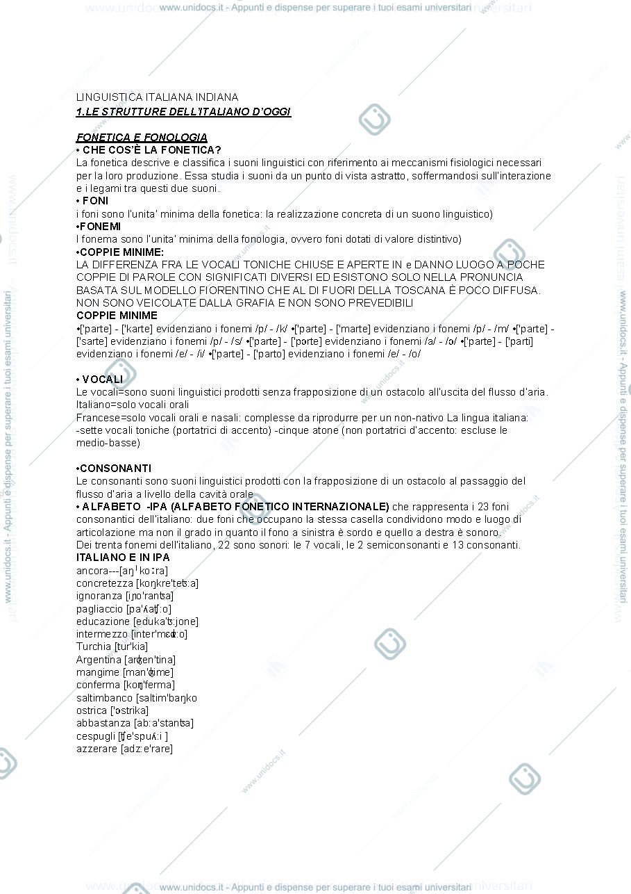 Anteprima pagina 1 — Appunti 2 compitino Linguistica Italiana