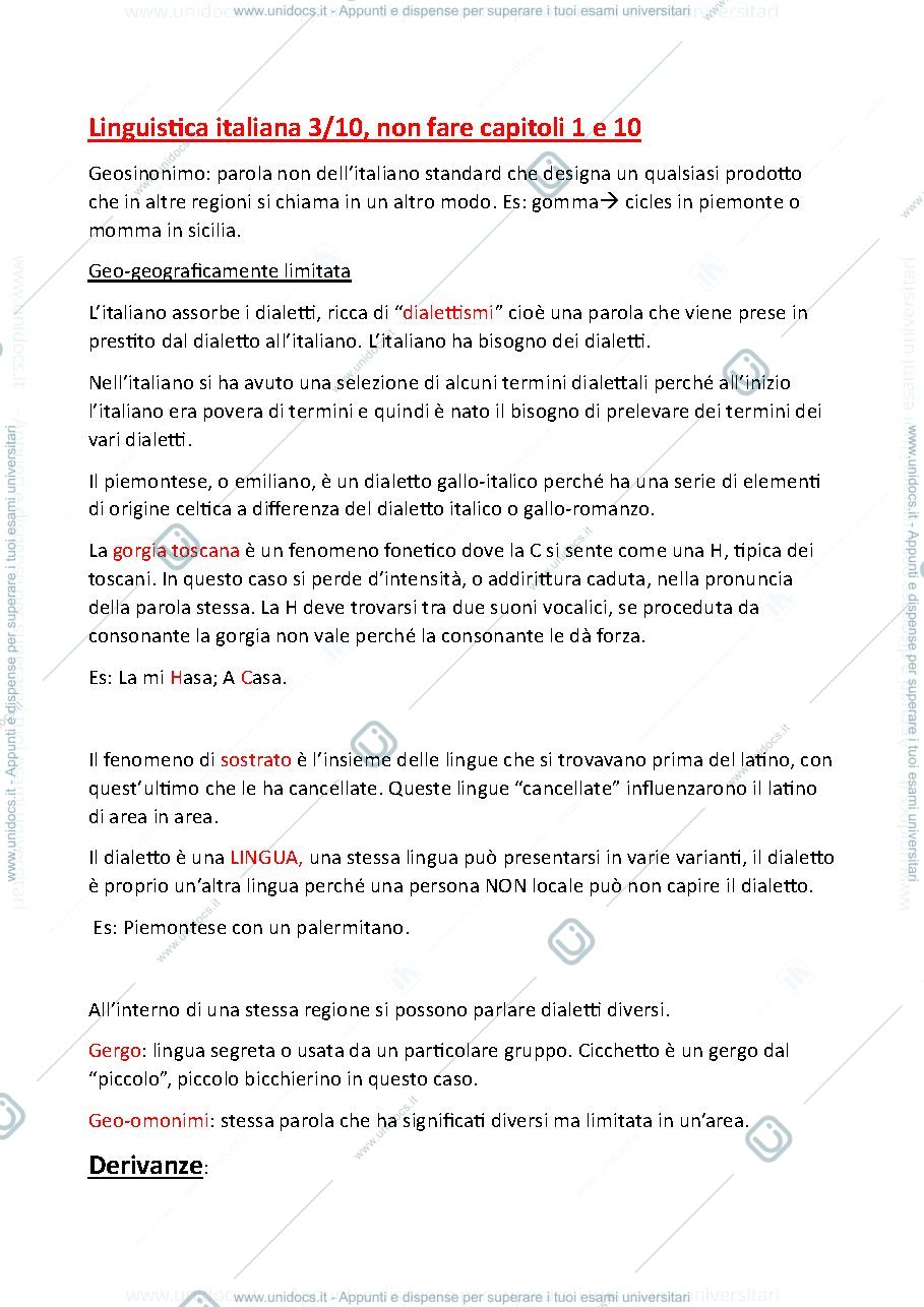 Anteprima pagina 1 — Appunti Linguistica Italiana prime 3 settimane