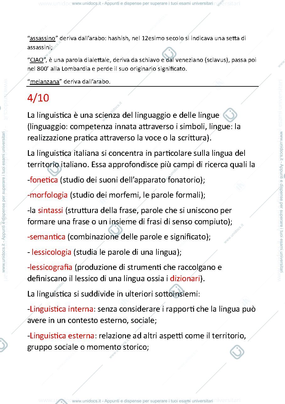 Anteprima pagina 2 — Appunti Linguistica Italiana prime 3 settimane