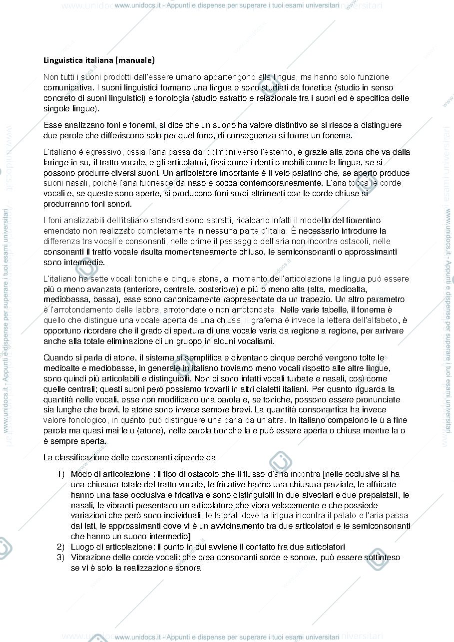 Anteprima pagina 1 — Linguistica italiana
