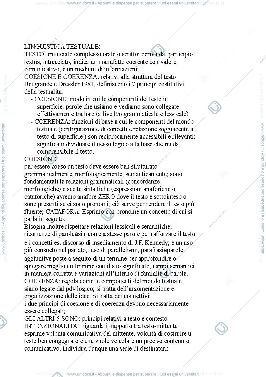 Anteprima pagina 1 — Linguistica testuale