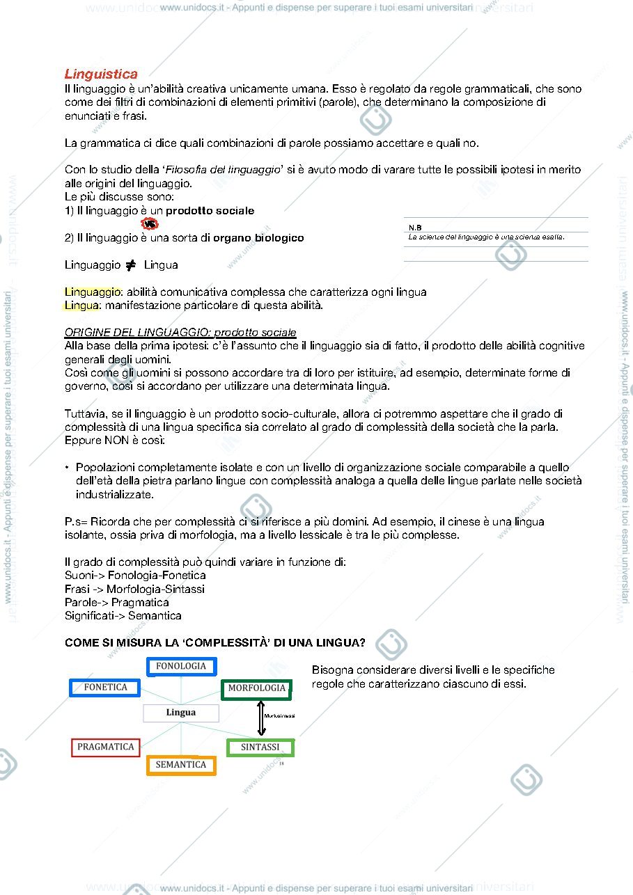 Anteprima pagina 1 — Linguistica 