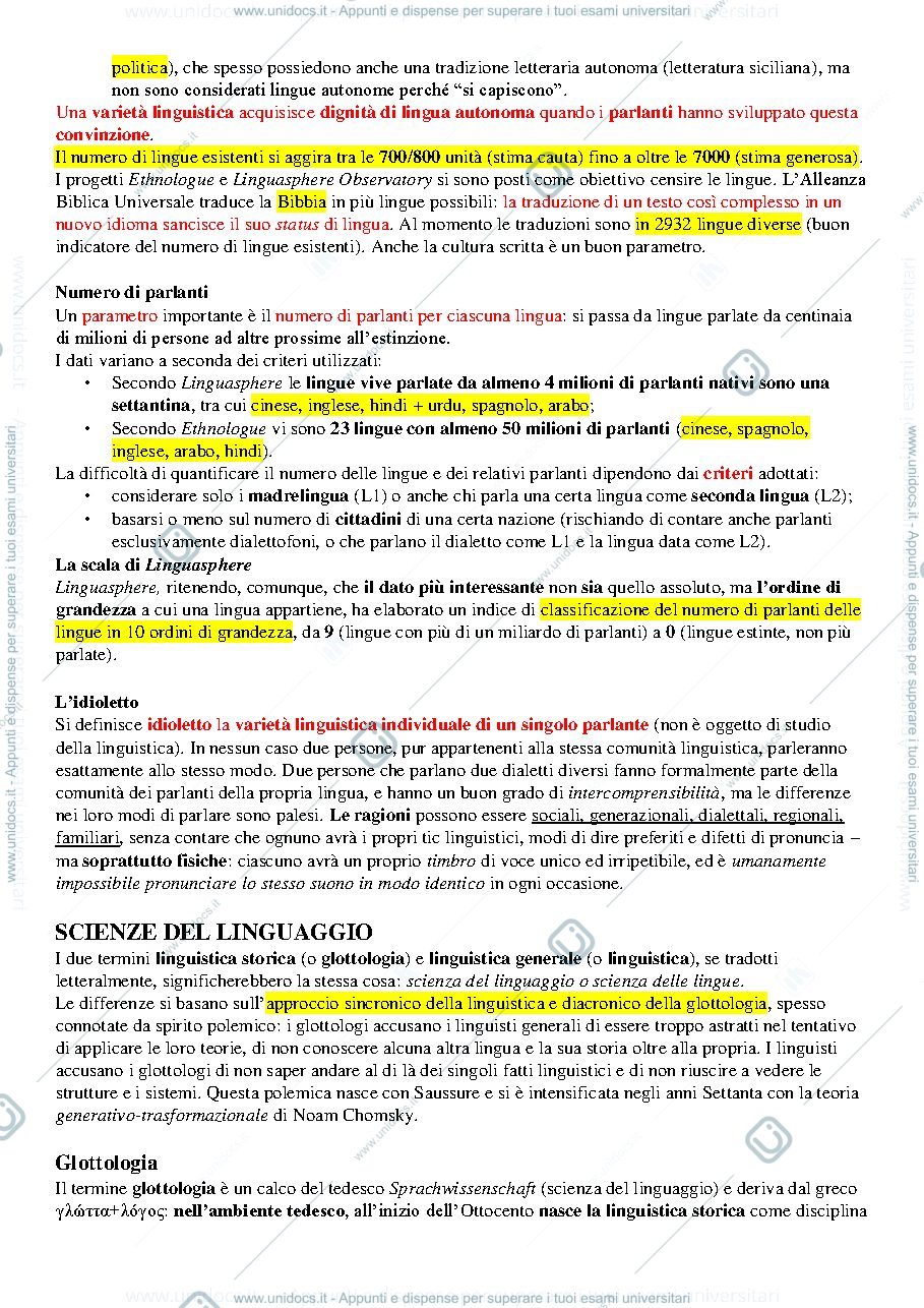 Anteprima pagina 2 — Linguistica Riassunto Capitolo 1. IL LINGUAGGIO