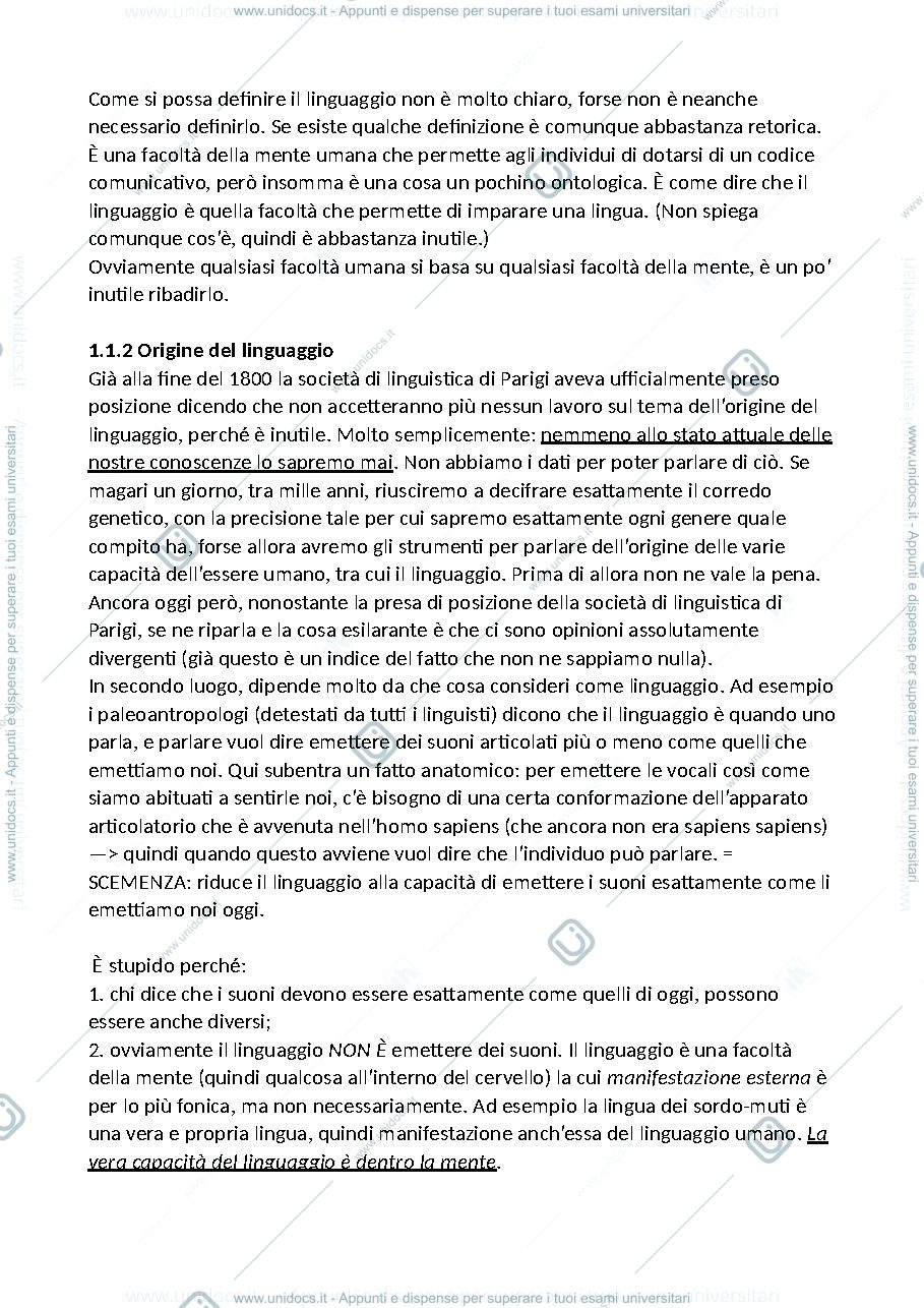 Anteprima pagina 2 — Linguistica lezione 1