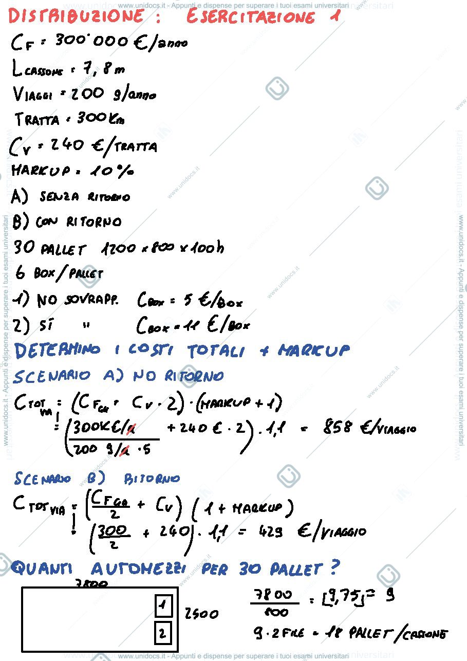 Anteprima pagina 1 — Esercitazioni di Logistica industriale modulo 2 Alberto Regattieri 