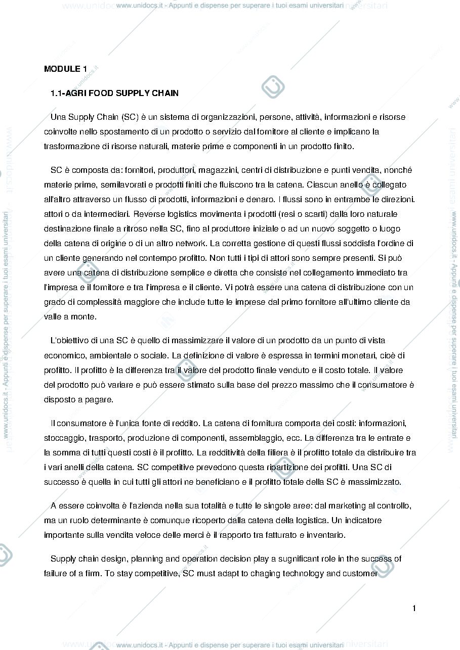 Anteprima pagina 1 — appunti inglese LOGISTICS 