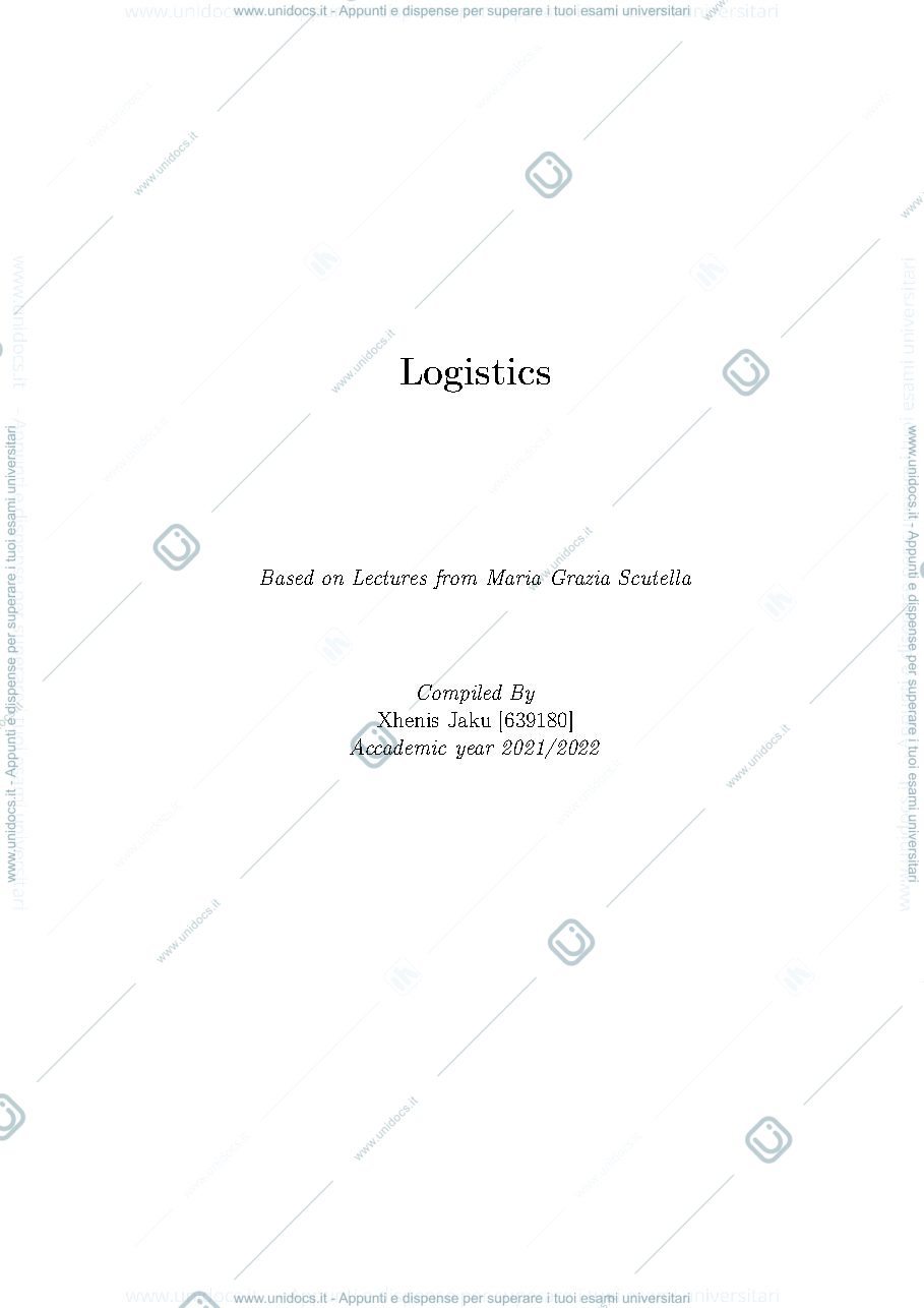Anteprima pagina 1 — logistics summary