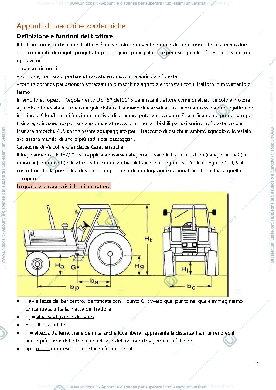 Anteprima pagina 1 — Appunti di macchine zootecniche