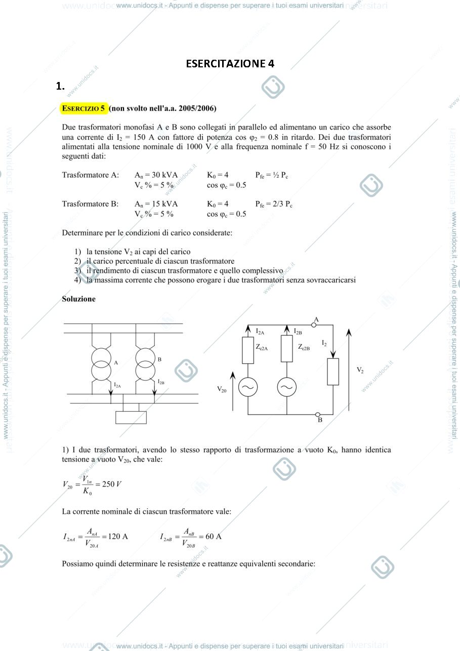 Anteprima pagina 1 — esercitazioni corso prof: Mauri