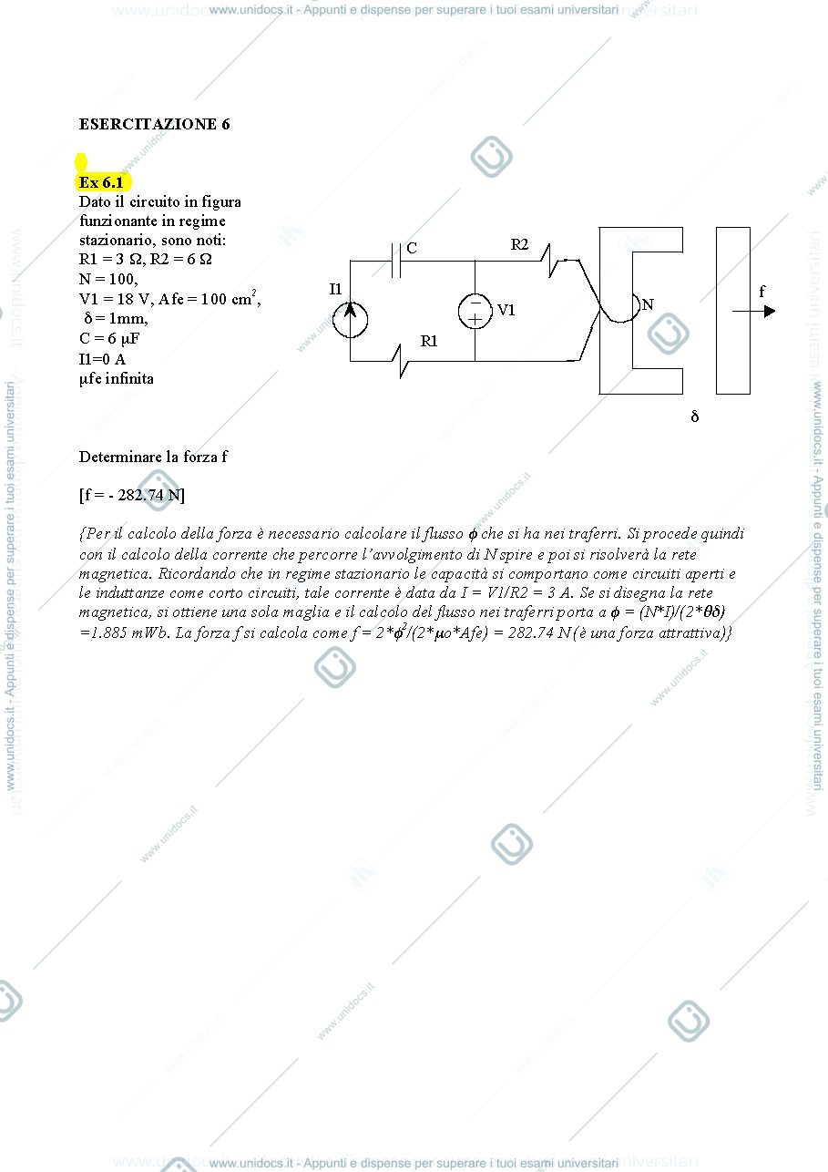 Anteprima pagina 1 — esercizi forze nei circuiti magnetici esercizi per corso prof: Mauri