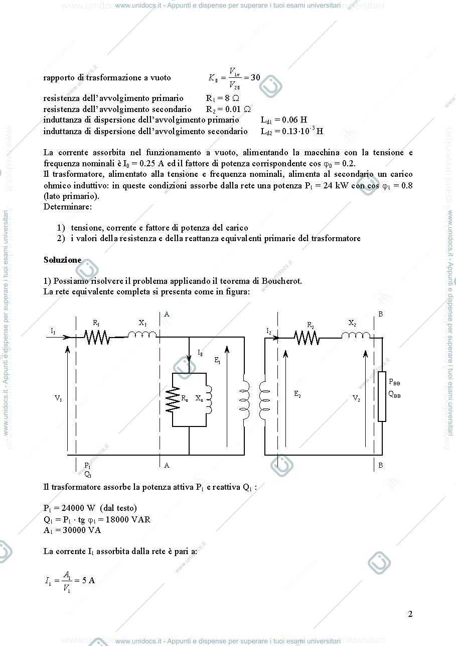 Anteprima pagina 2 — Esercizi trasformatore monofase trifase e parallelo esercizi per corso prof: Mauri