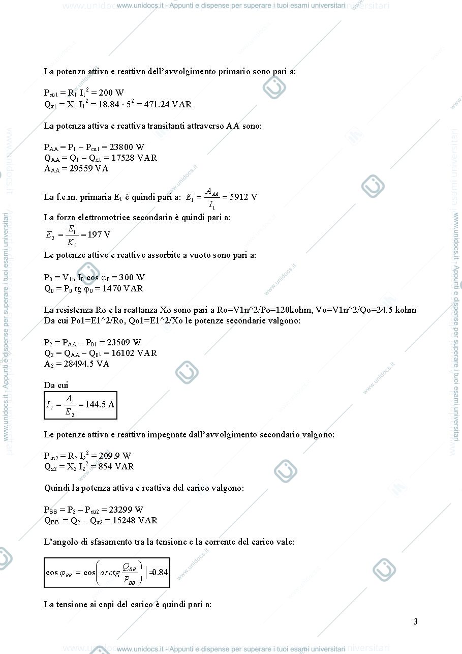 Anteprima pagina 3 — Esercizi trasformatore monofase trifase e parallelo esercizi per corso prof: Mauri