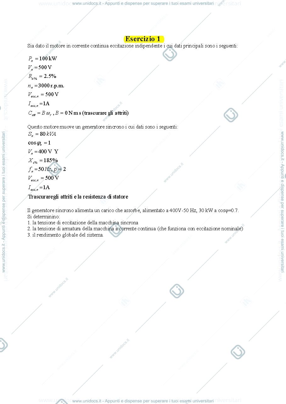 Anteprima pagina 1 — Sincrono_motore cc esercizi per corso prof: Mauri