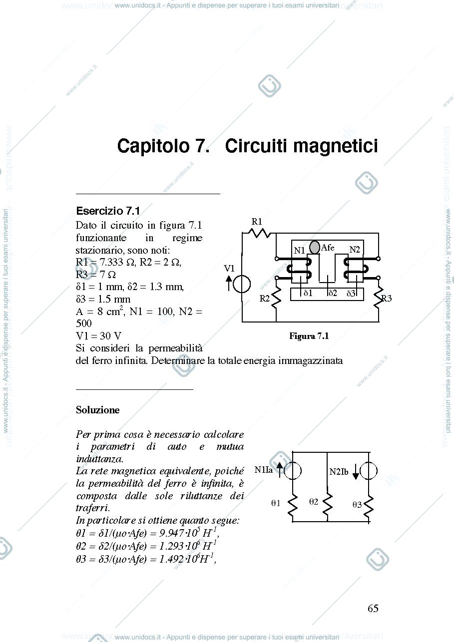 Anteprima pagina 1 — Altri ESE circuiti magnetici esercizi per corso prof: Mauri