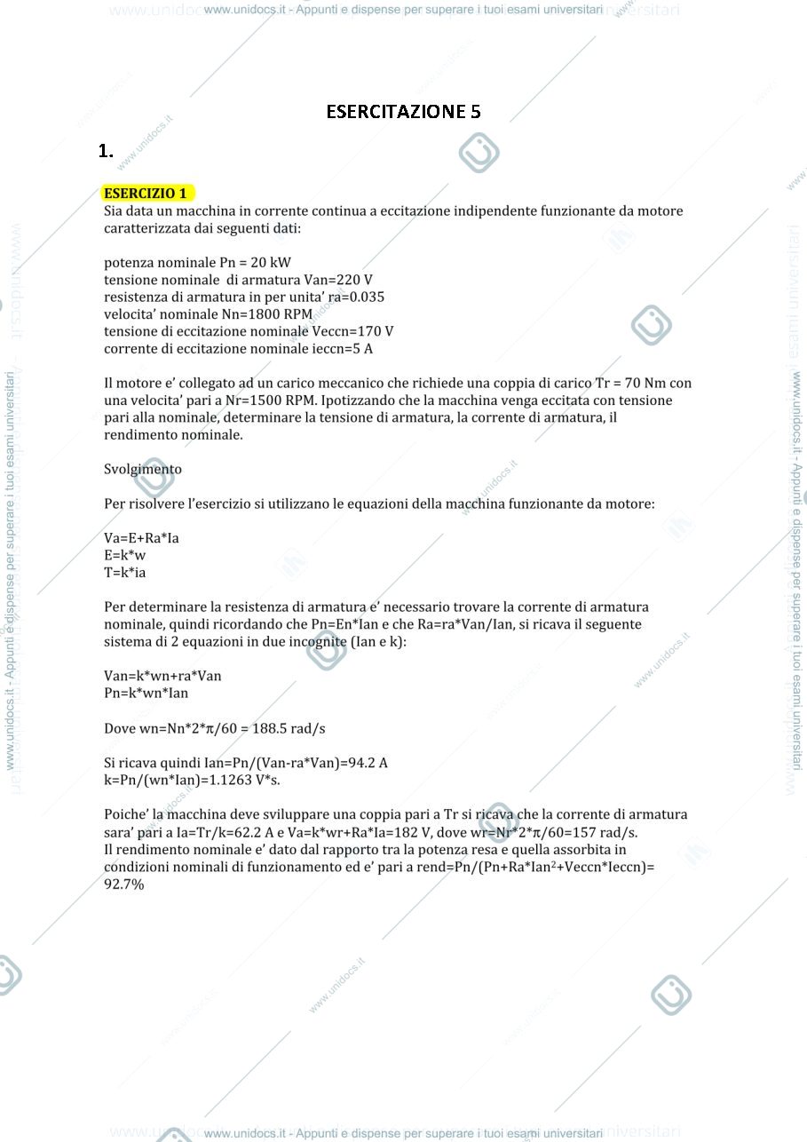 Anteprima pagina 1 — esercitazioni corso prof: Mauri
