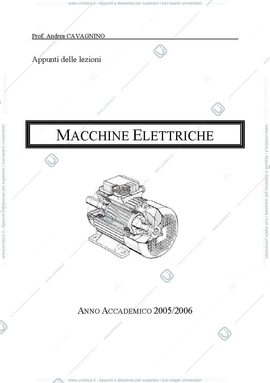 Anteprima pagina 1 — appunti Macchine elettriche