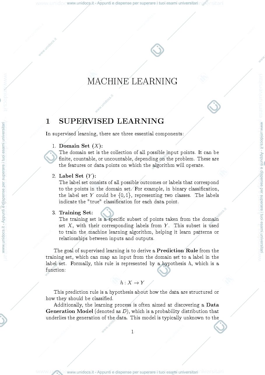 Anteprima pagina 1 — Machine Learning appunti lezioni