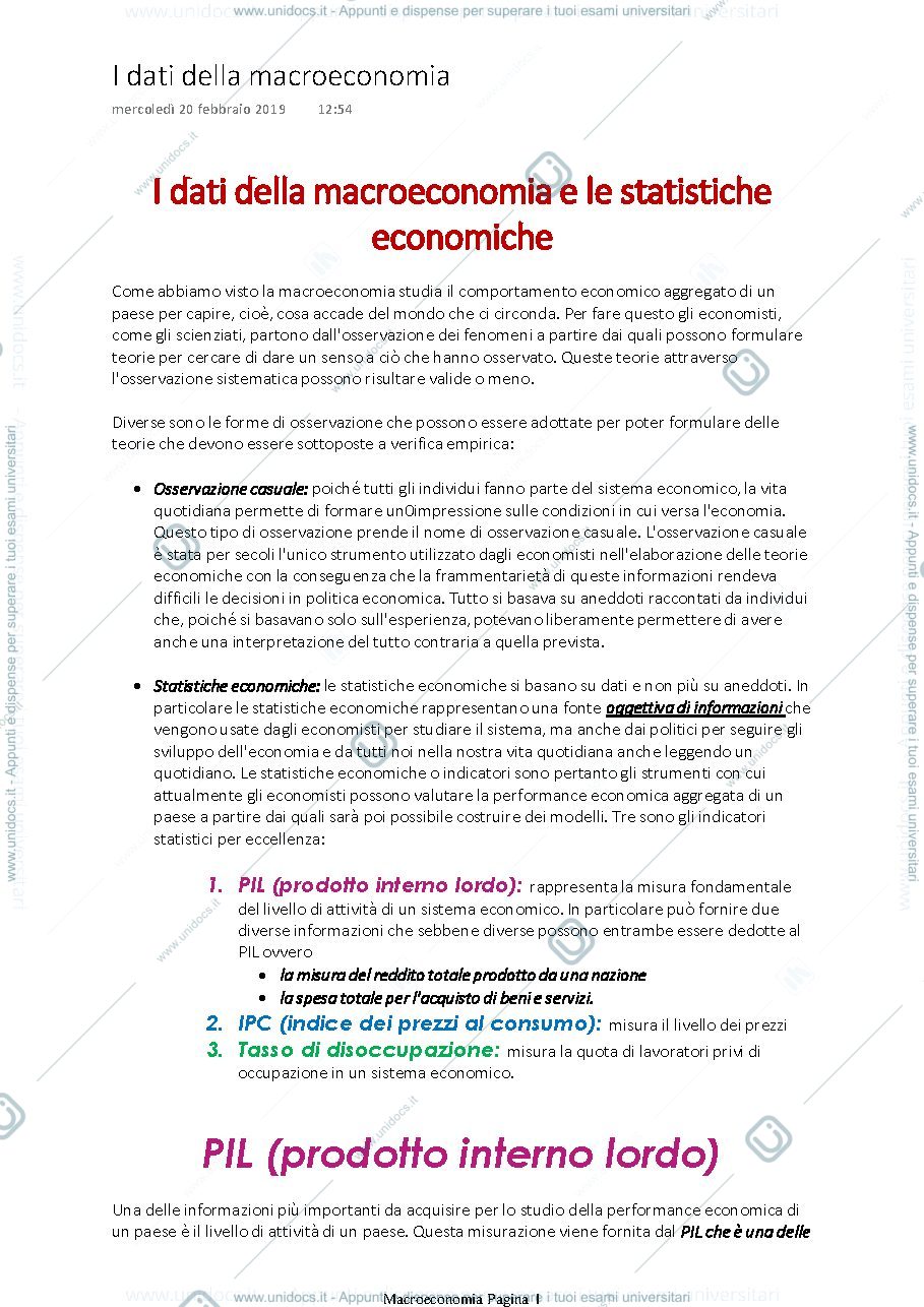 Anteprima pagina 1 — appunti macroeconomia