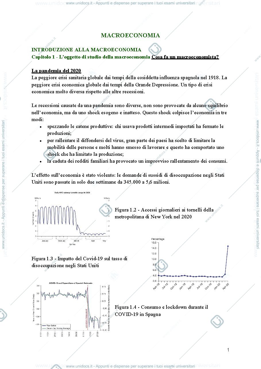 Anteprima pagina 1 — Appunti Macroeconomia