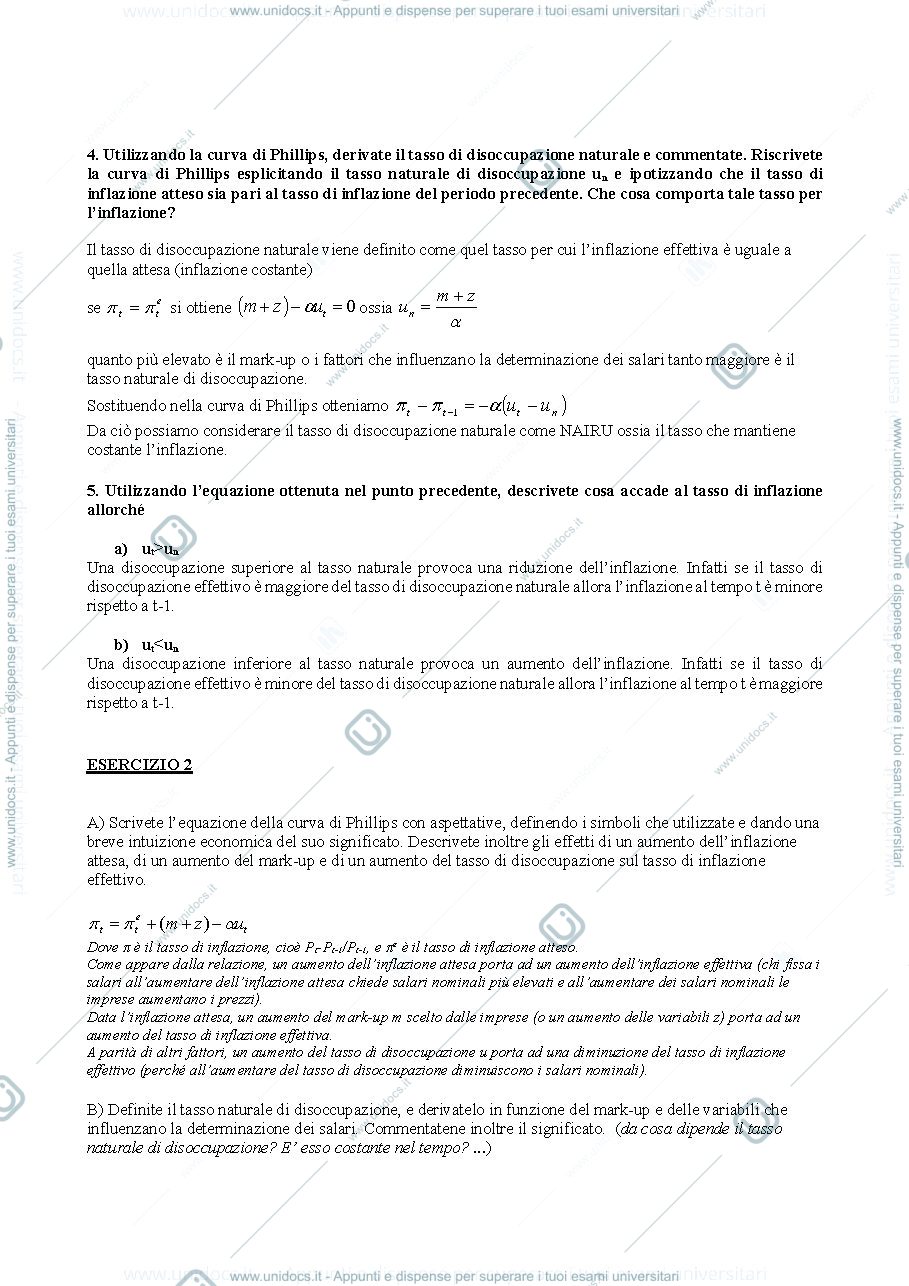 Anteprima pagina 2 — Esercitazione macroeconomia con soluzioni