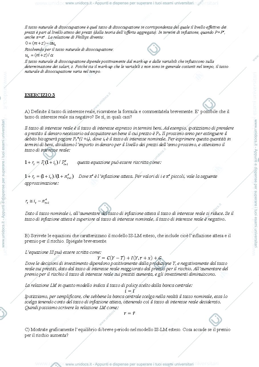 Anteprima pagina 3 — Esercitazione macroeconomia con soluzioni