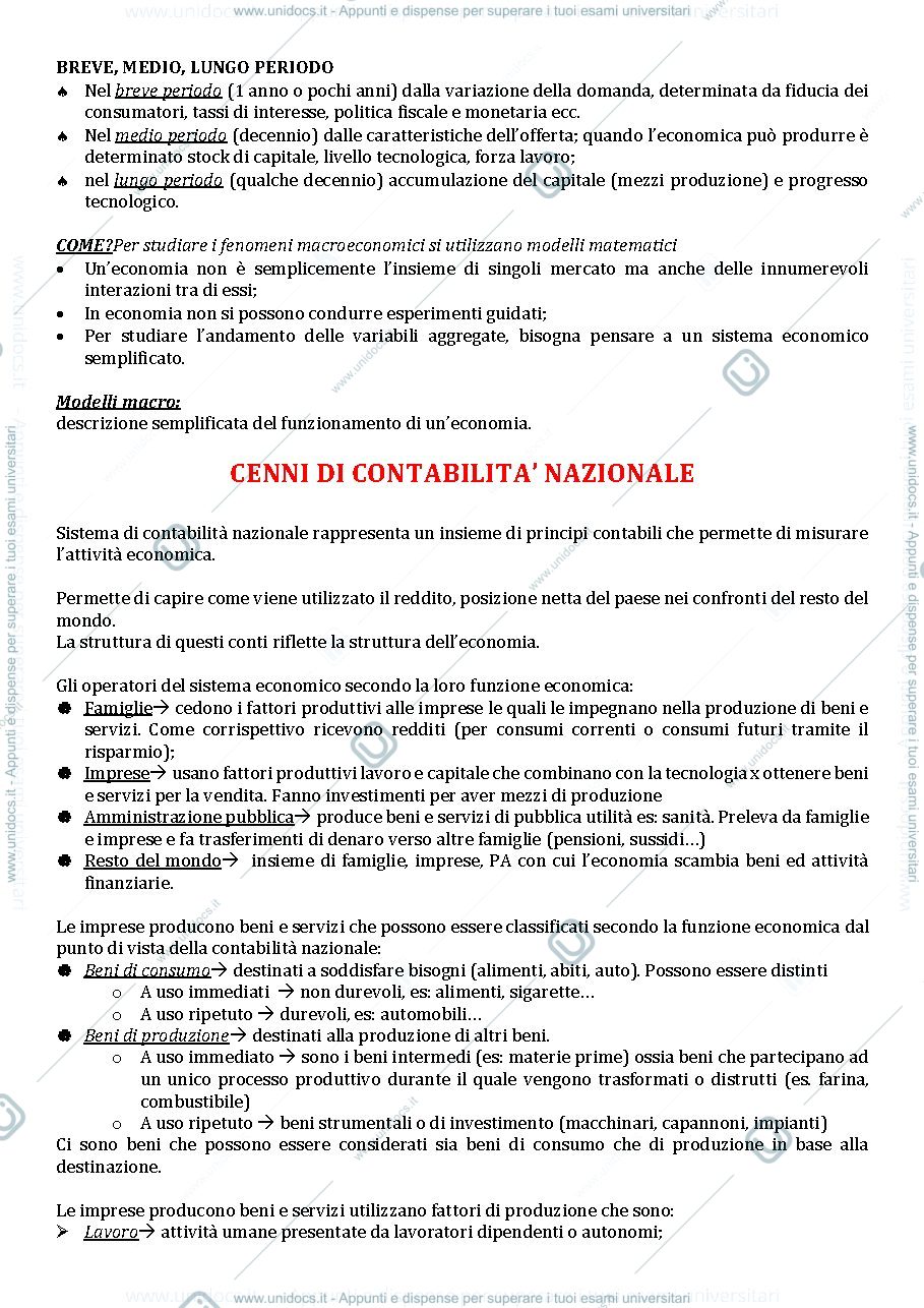 Anteprima pagina 3 — Macroeconomia 1° parte