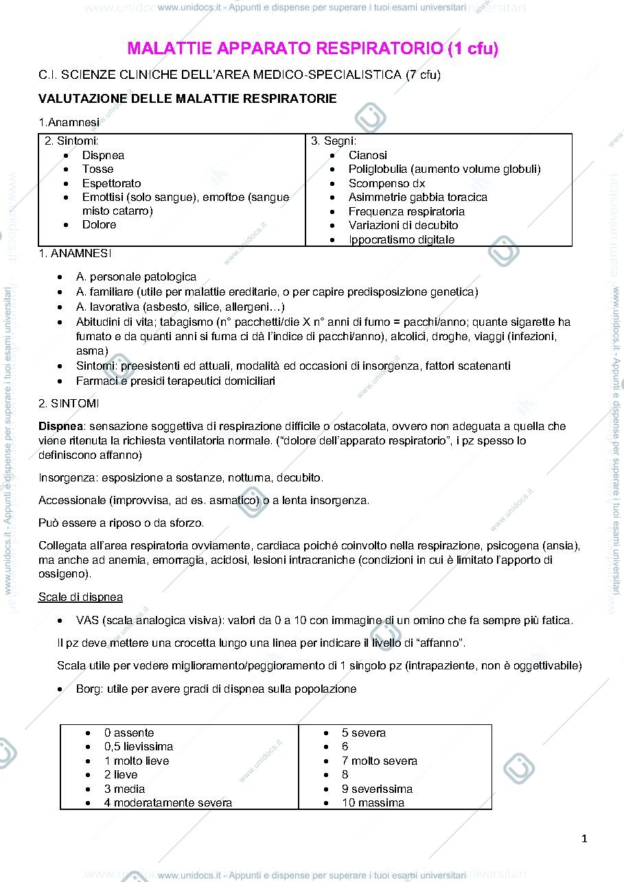 Anteprima pagina 1 — Malattie Apparato Respiratorio 
