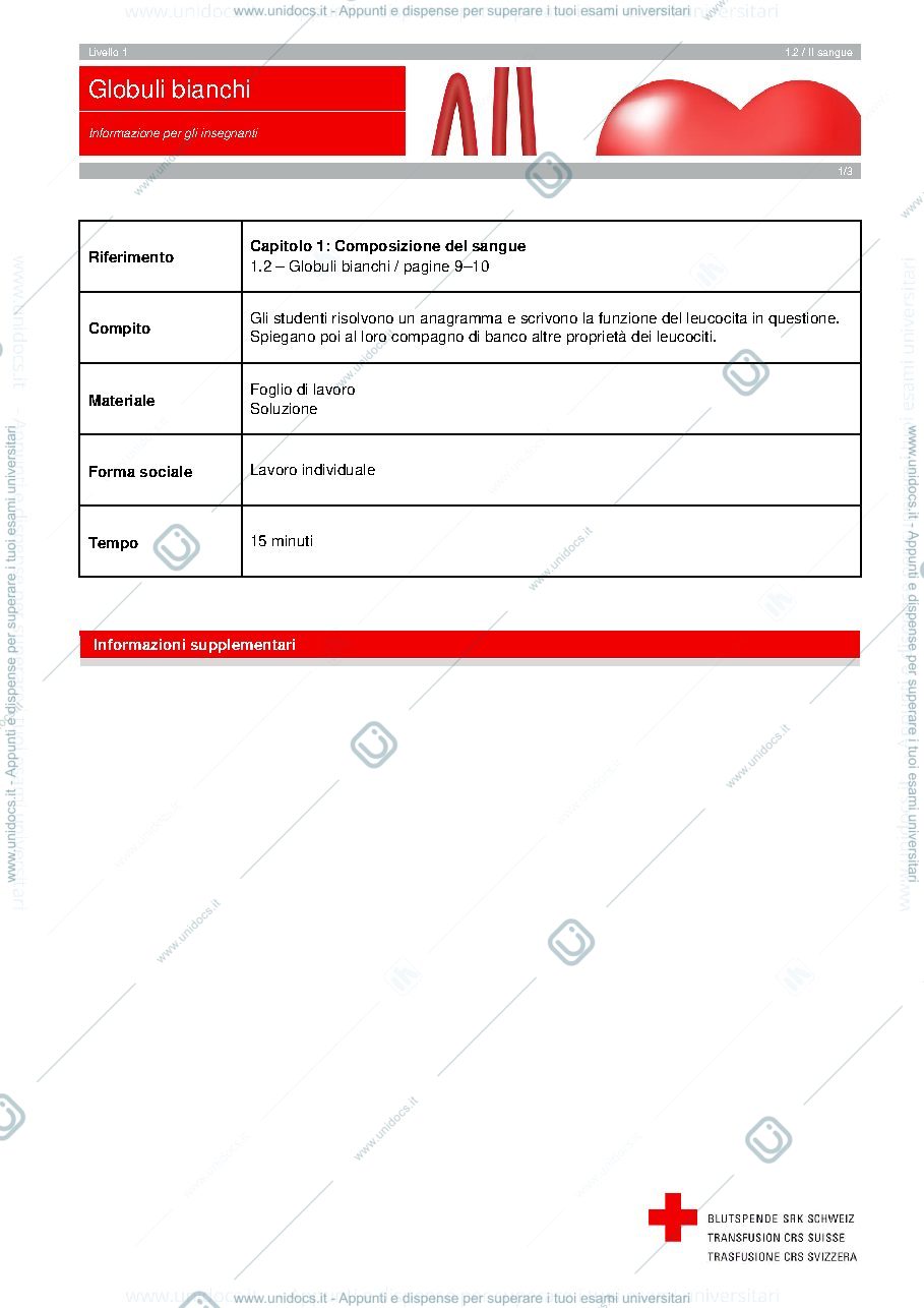 Anteprima pagina 1 — 1.2 Globuli bianchi