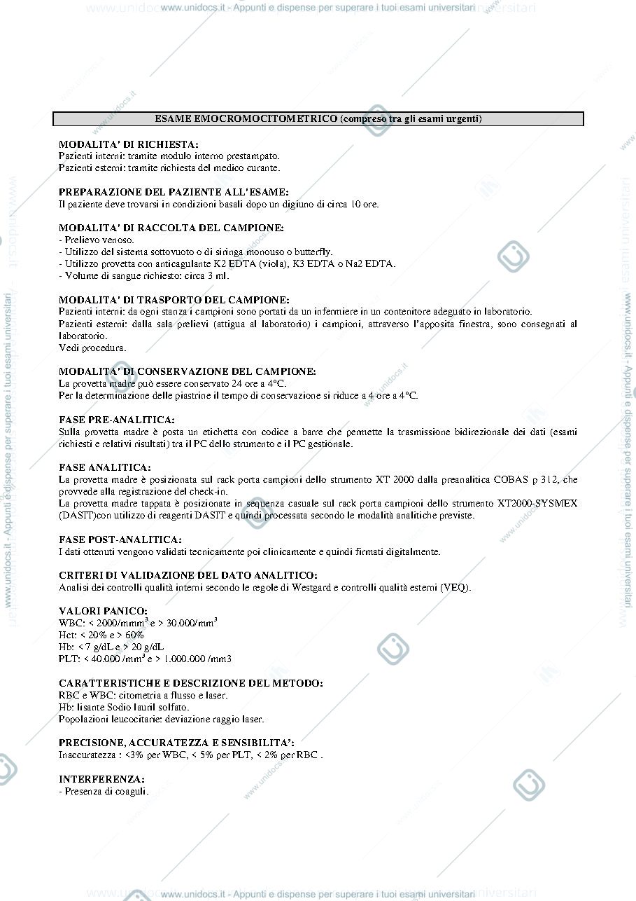 Anteprima pagina 1 — esame_emocromocitometrico