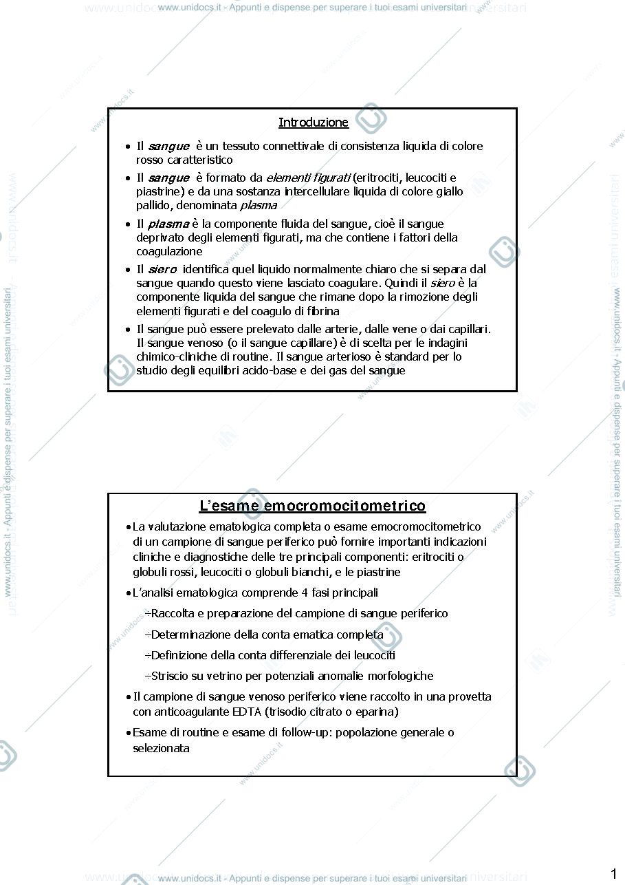 Anteprima pagina 1 — lezione-emocromo