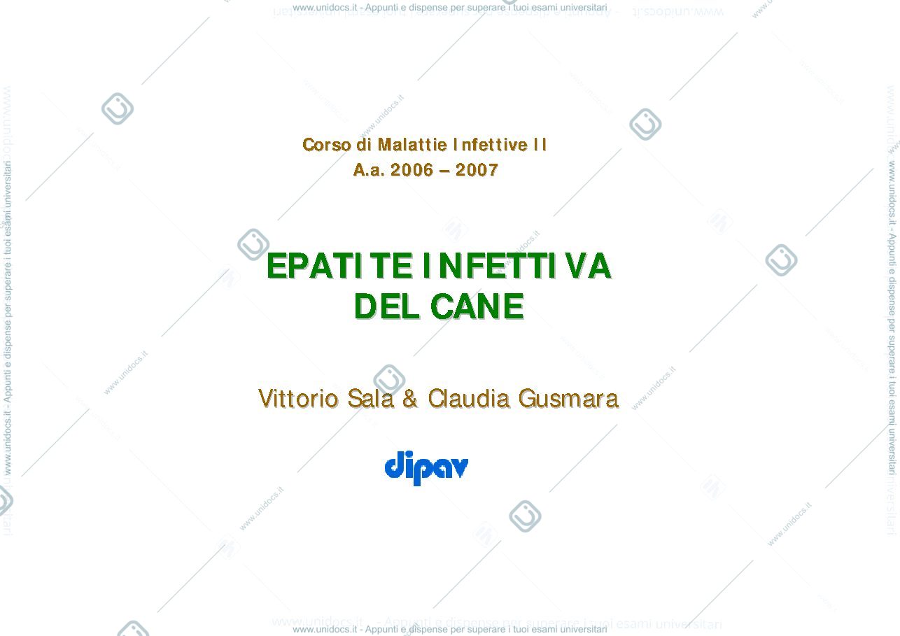 Anteprima pagina 1 — Corso di Malattie Infettive II