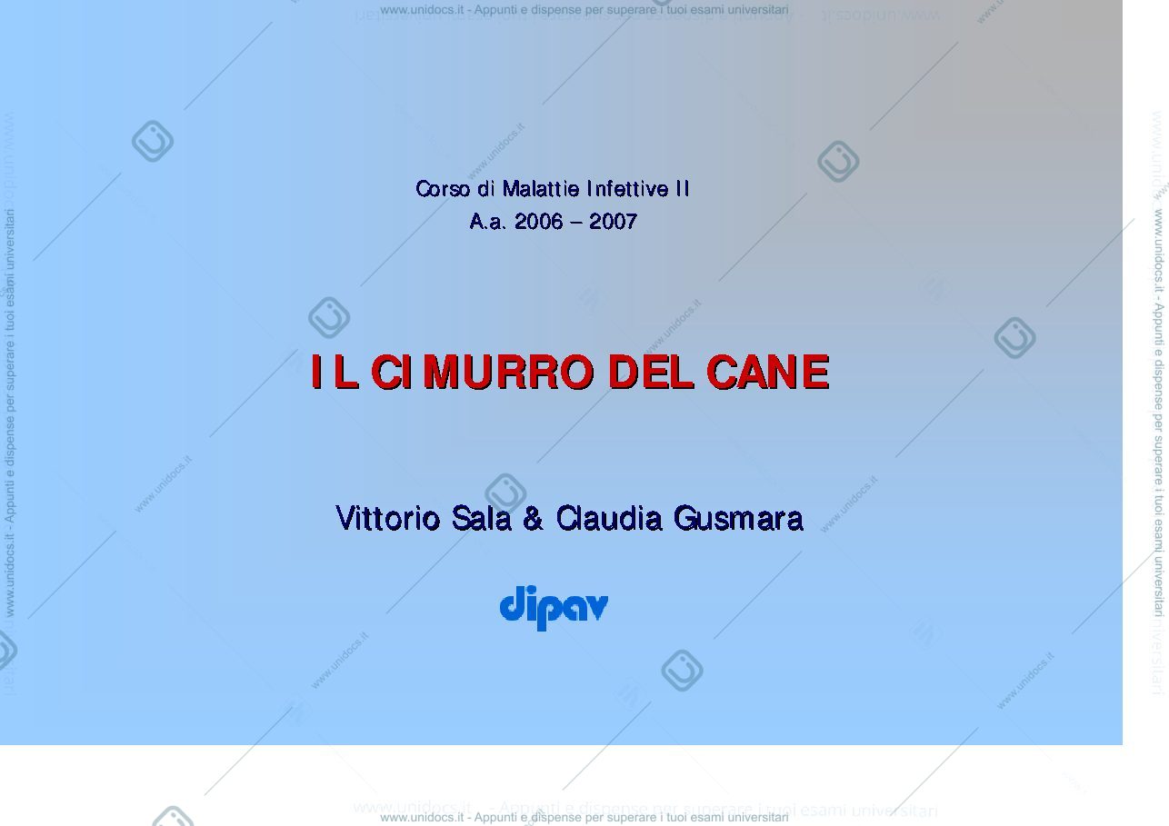 Anteprima pagina 1 — Corso di Malattie Infettive II