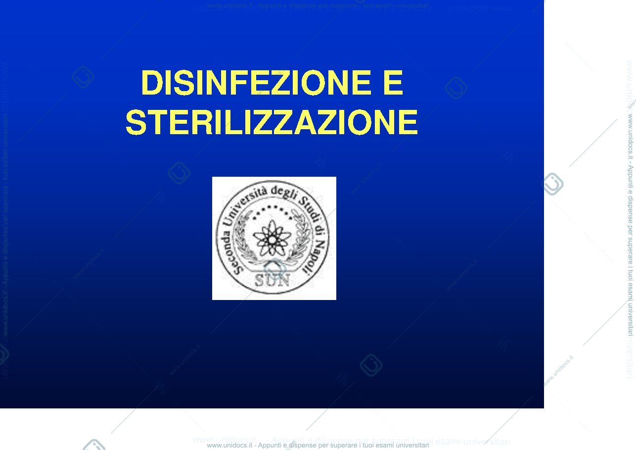 Anteprima pagina 1 — DISINFEZIONE E STERILIZZAZIONE 
