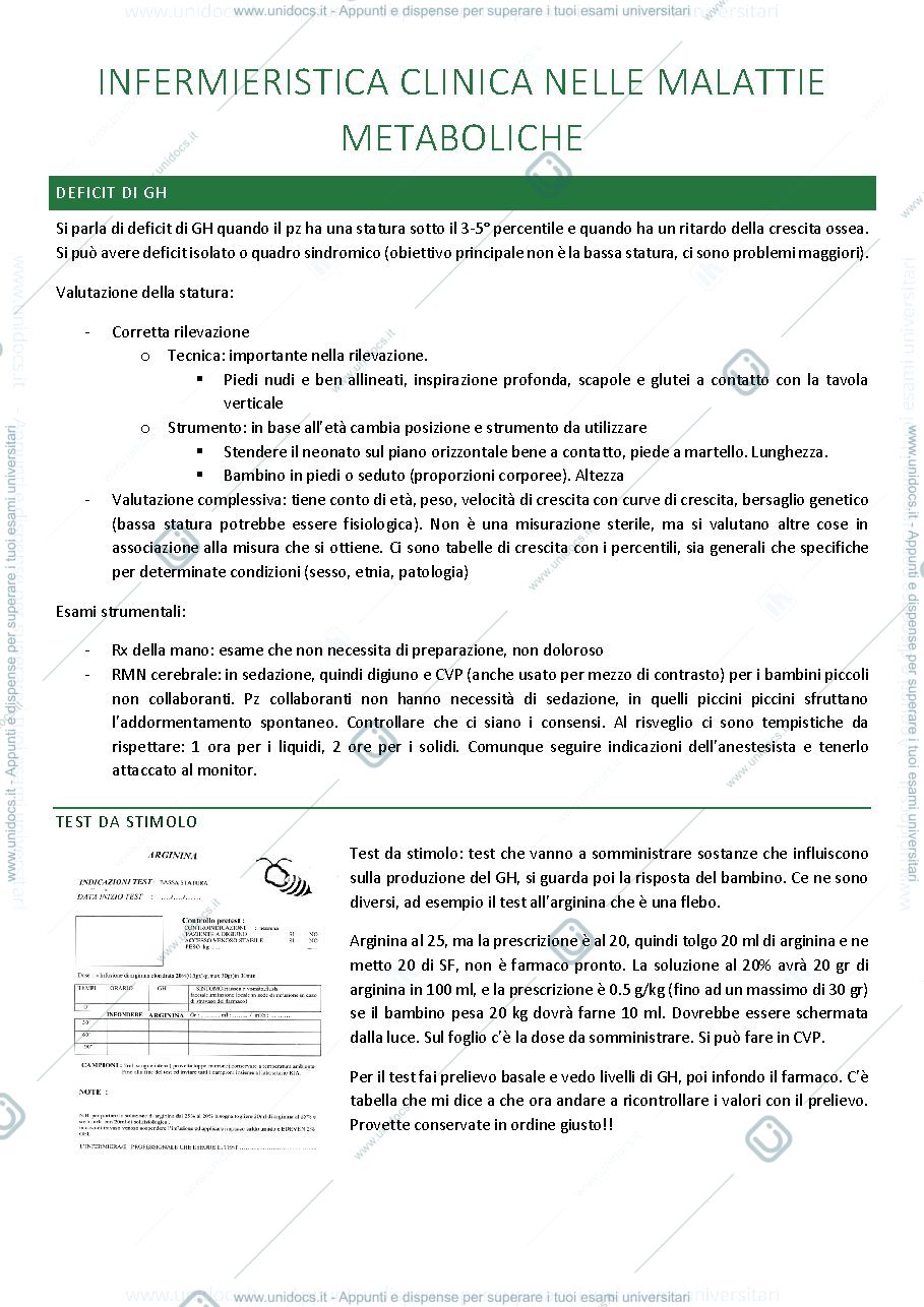 Anteprima pagina 1 — INFERMIERISTICA IN MALATTIE METABOLICHE