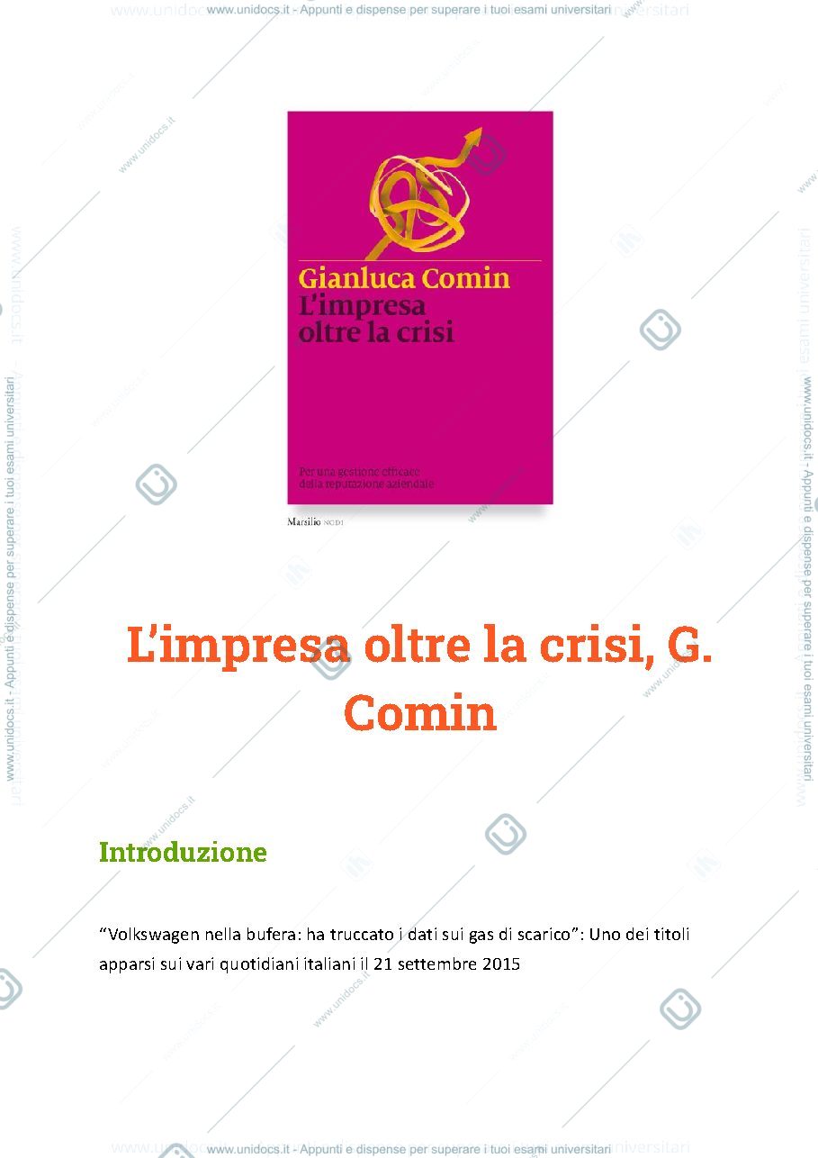 Anteprima pagina 1 — L'impresa oltre la crisi, Comin