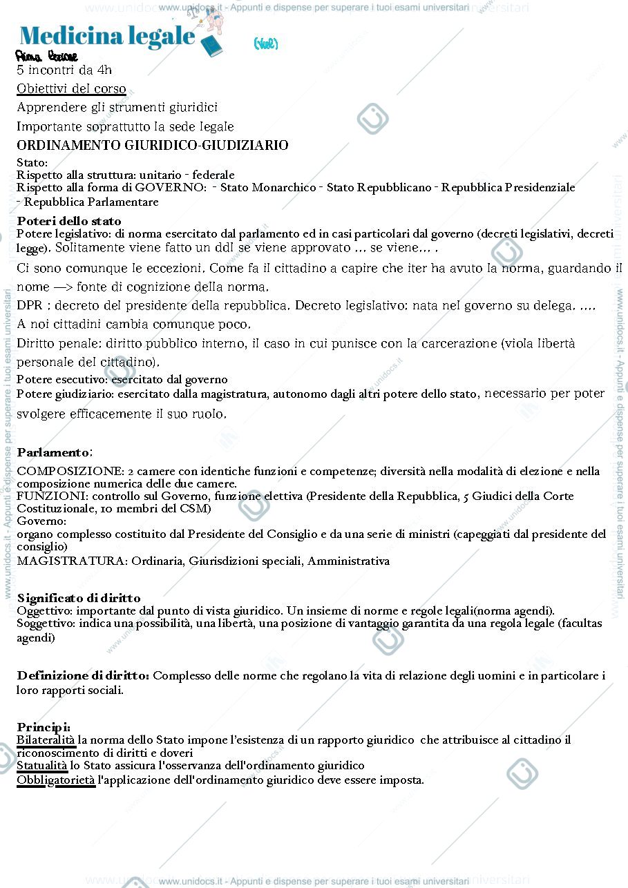 Anteprima pagina 1 — Medicina Legale sede Padova prima parte